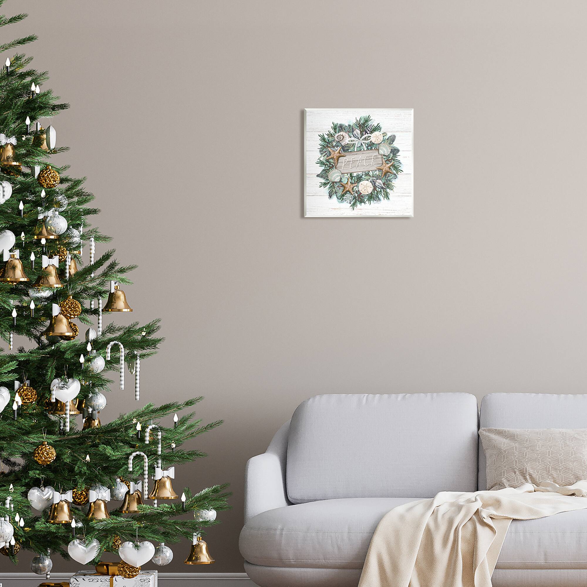Stupell Industries Sea Life Holiday Peace Wreath Wall Plaque Art